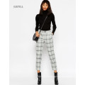 Uniform Office High Waisted Women Pants with Turn up Details